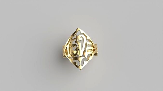 gold love ring | 3D