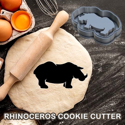 RHINOCEROS COOKIE CUTTER PASTRY DOUGH BISCUIT SUGAR FOOD | 3D