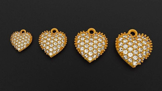 Heart diamond pendants | 3D