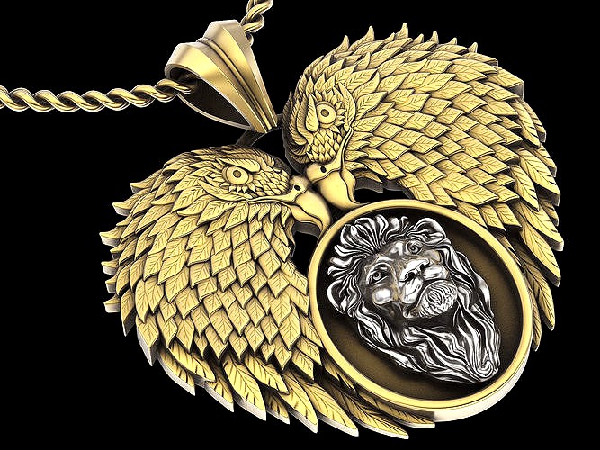 Eagle lion pendant  gold  jewelry printable  | 3D