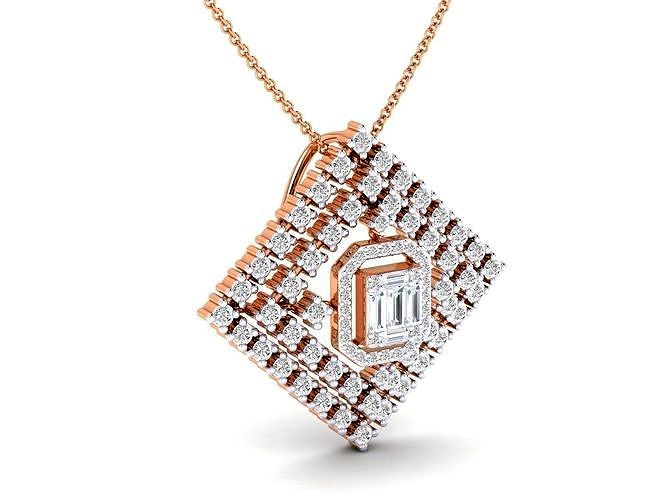 Square vintage gemstone women pendant 3dm stl jcd render details | 3D