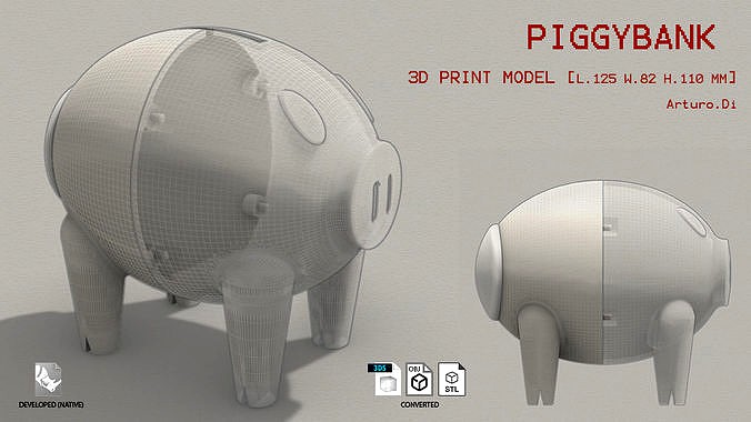 Pig Piggybank for 3d print | 3D