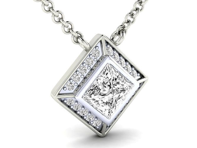 square gemstone women pendant 3dm stl jcd render details  | 3D