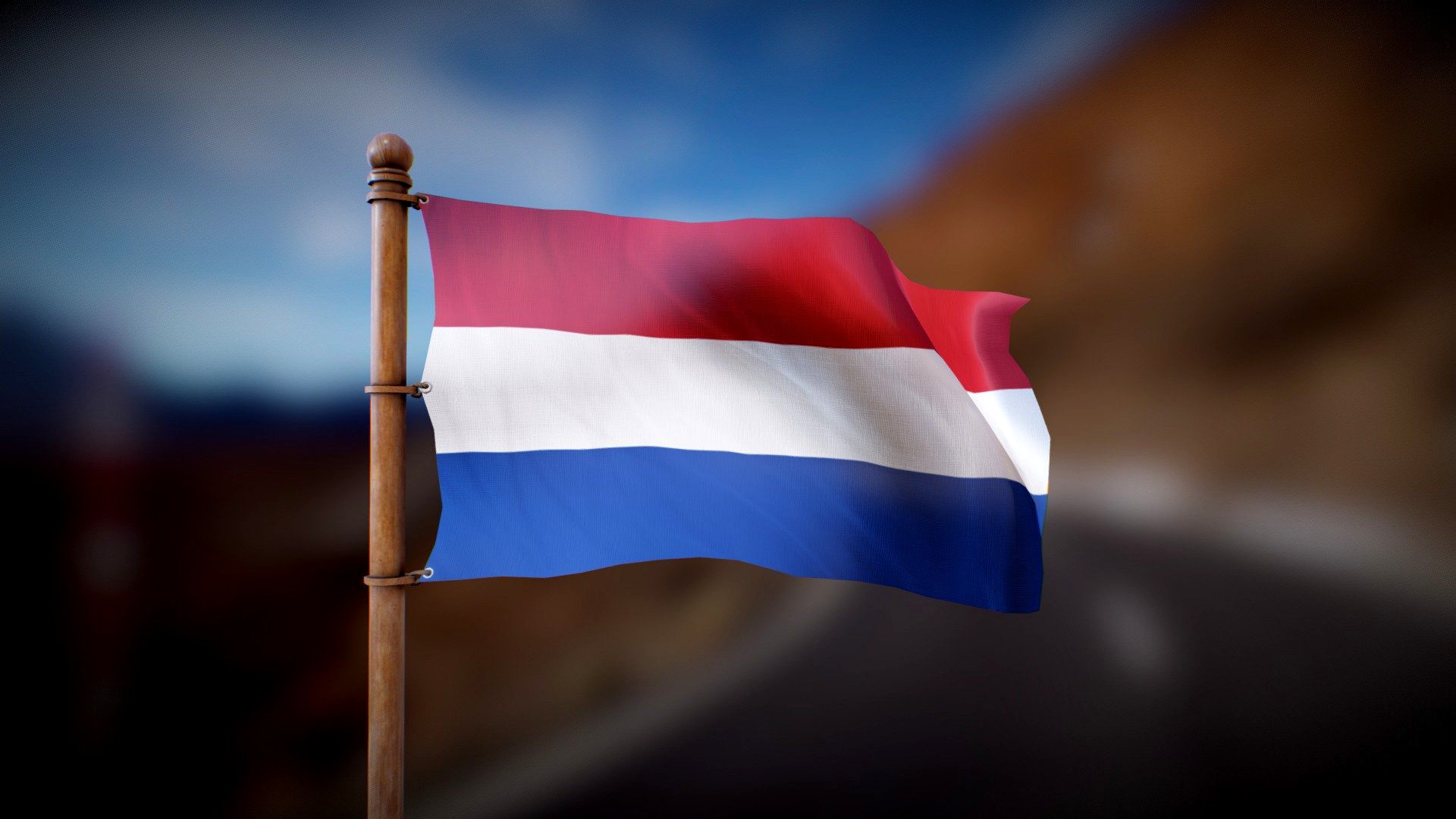 Flag of Netherlands - Wind Animated Loop
