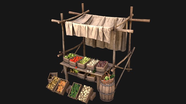 Medieval Market Vegetable Stalls Tent Pack