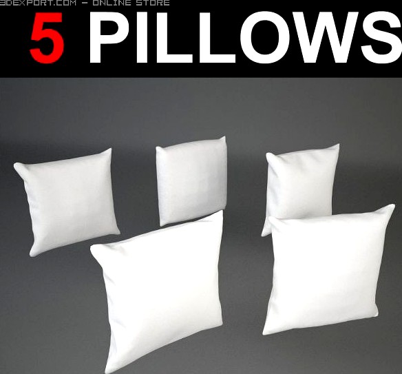 5 square pillows 3D Model