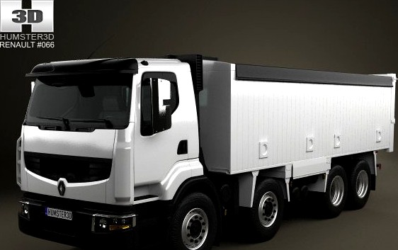 Renault Premium Lander Tipper Truck 4axis 2012 3D Model