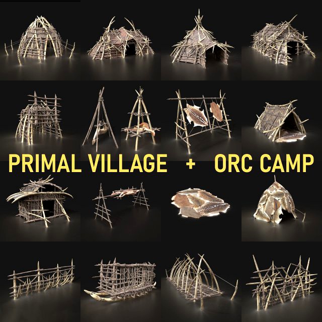 Orc Camp Primal Men Hunter Ancient Huts Builder Pack AAA NEXTGEN