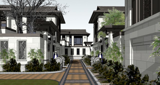 Chinese style villa building XX villa facade scheme