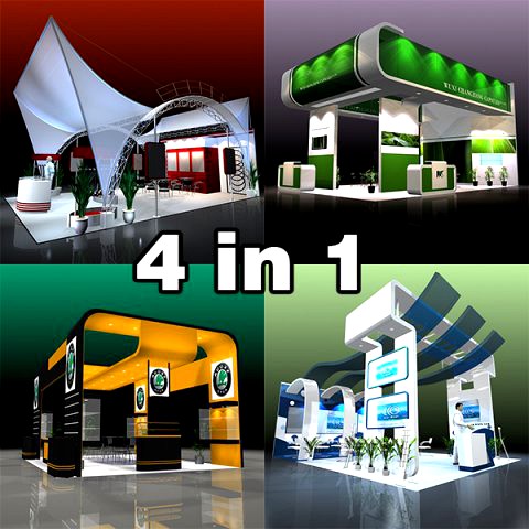4 Trade Show Exhibit Booths 3D Model