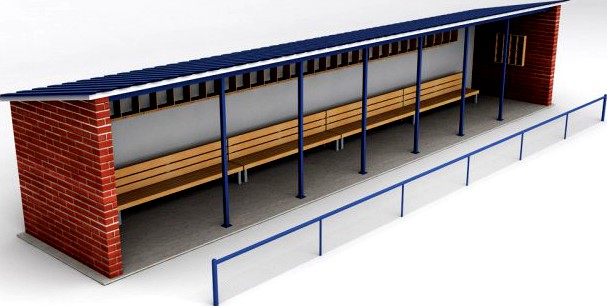 Baseball stadium dugout bench 3D Model