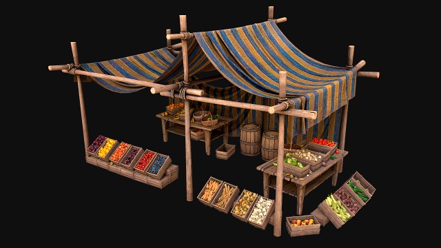 Medieval Market Fruit and Vegetable Stalls