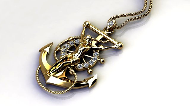 Jesus Pendant Gold Light