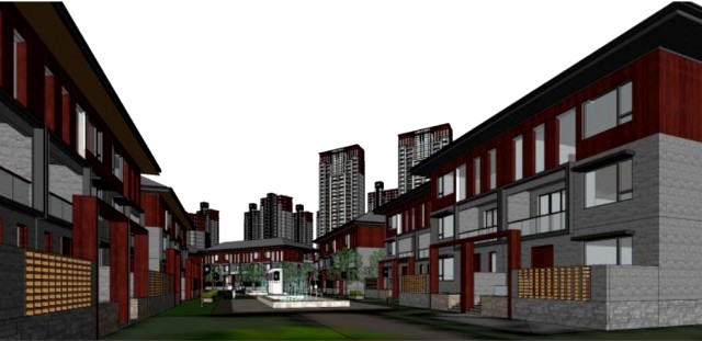 Chinese style high-rise courtyard building SU model