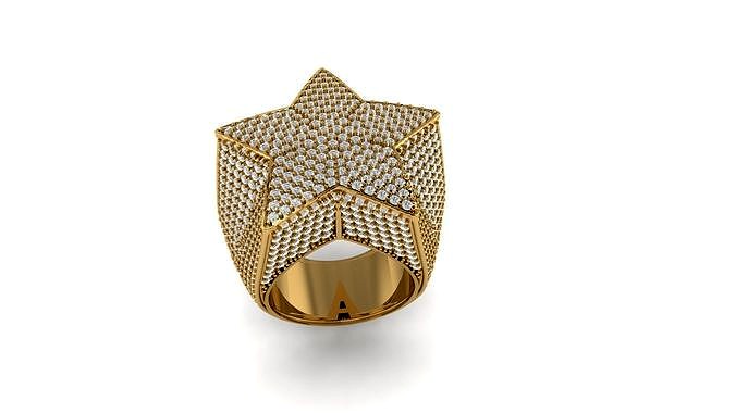 Star ring full diamond design | 3D
