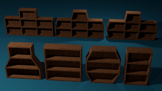Seven Wooden Bookshelves