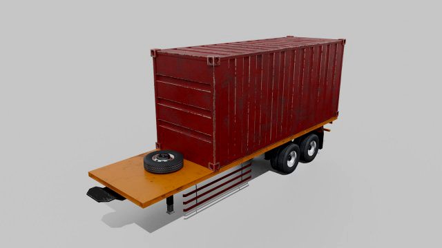 Container Trailer Low-poly