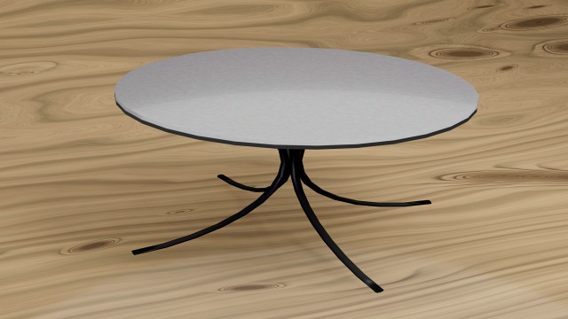 Round mother-of-pearl table with plastic legs