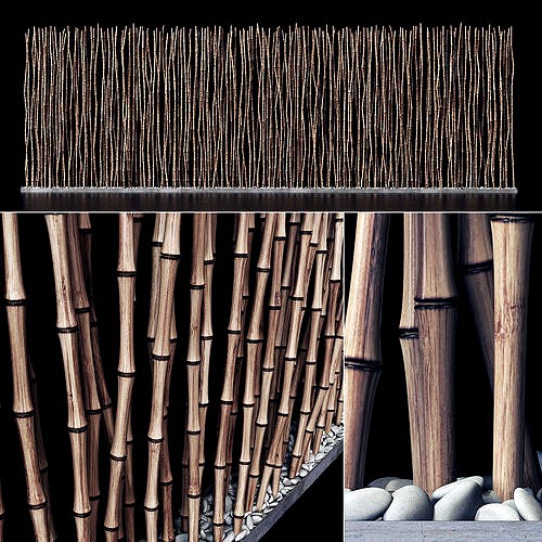 Screen long bamboo thin pebble decor n1