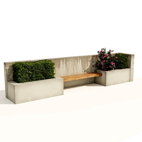 outdoor bench seat with plant and flowers storage
