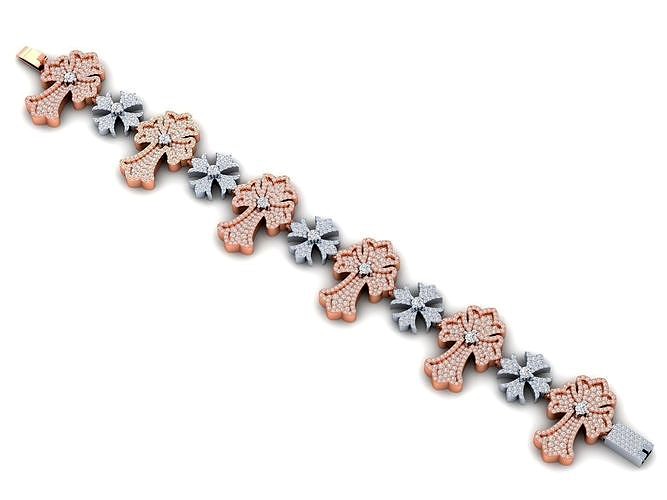 Cross Diamond Bracelet - Cross Bracelet - Cross Chain | 3D