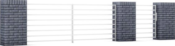 Concrete Fence with Gate 05 3D Model