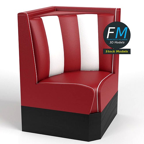 Diner booth corner couch 3d model