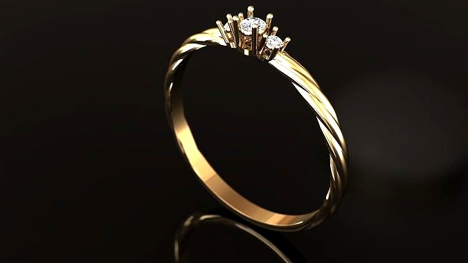 Twisted diamond ring | 3D