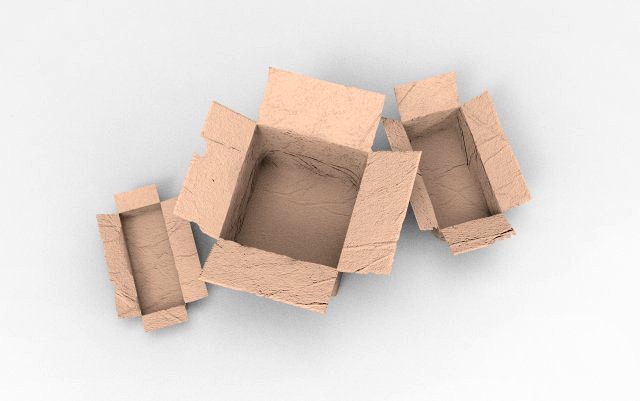 Three cardboard boxes