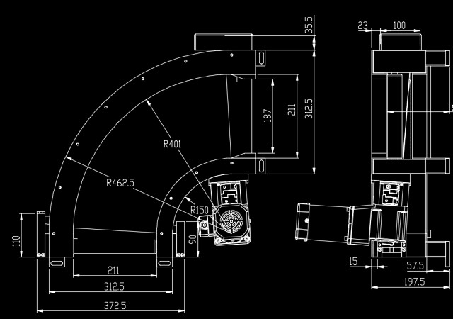 90 turn belt line CAD