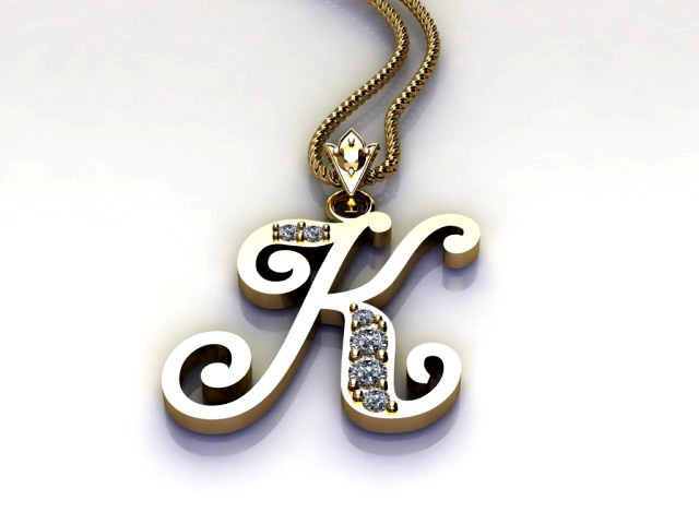 Alphabets letter K pendant