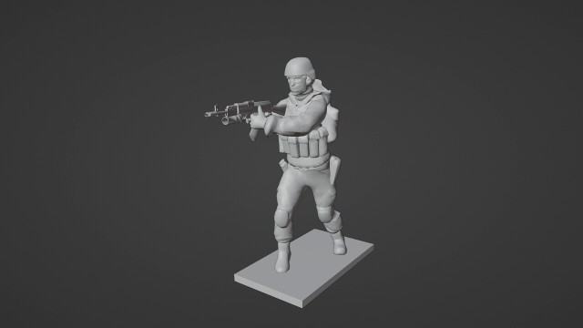 Figure of a soldier with AK-gp-25 stl