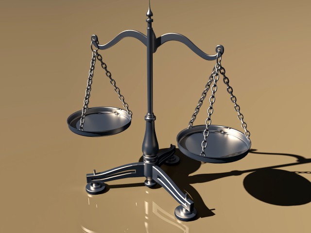 Balanced scale and justice symbol