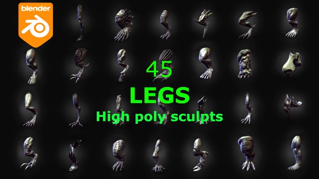 45 LEGS high poly sculpts