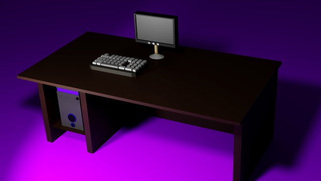 Desk with computer