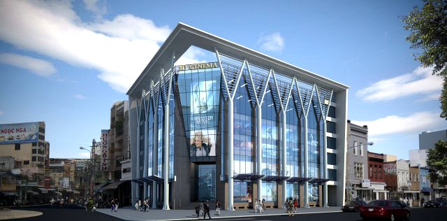 Detailed Cinema Building 3D Model
