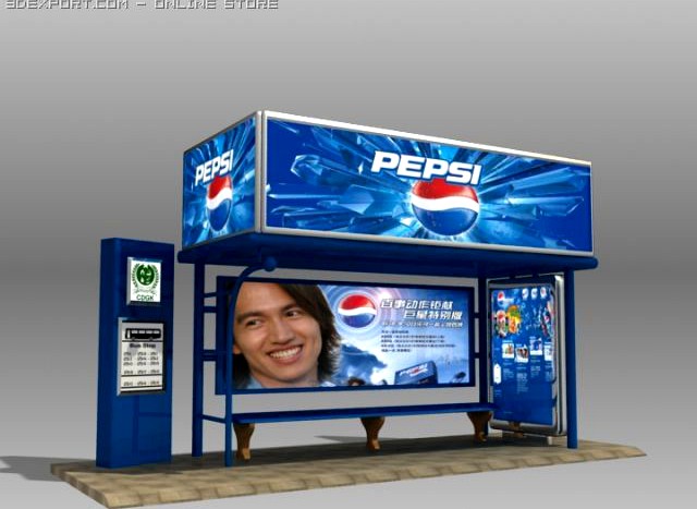 Bus Stop Shelter Pepsi Brand 3D Model