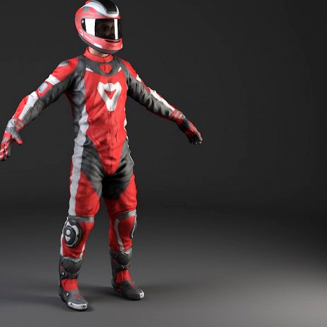 Biker Motorcycle Rider  Rigged 3D Model
