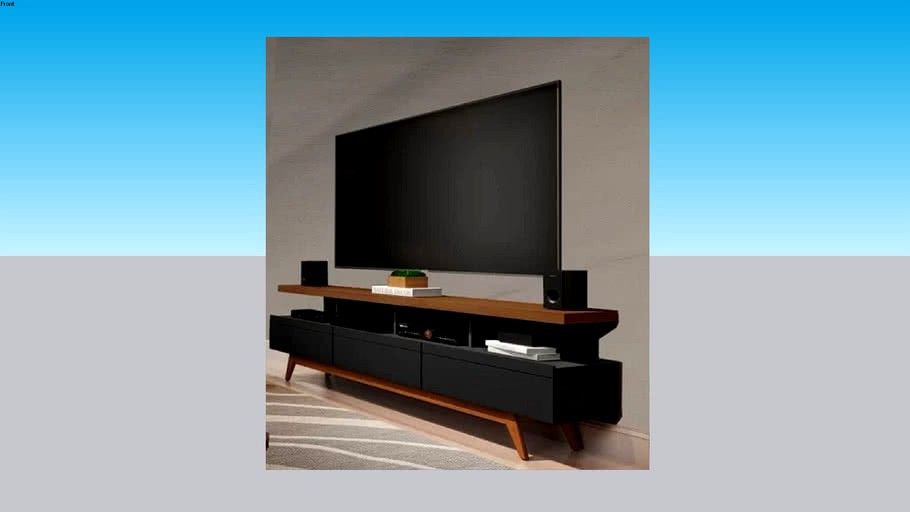 Rack para TV até 72 Polegadas Vivare Wood Giga Móveis Black Freijó