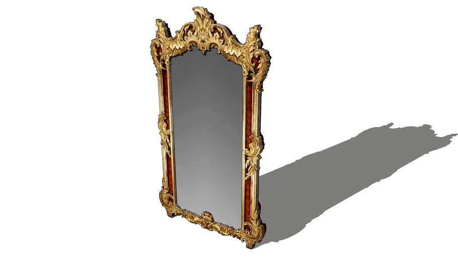 TRÈS GRAND MIROIR DE STYLE LOUIS XV EN BOIS DORÉ À PARCLOSES