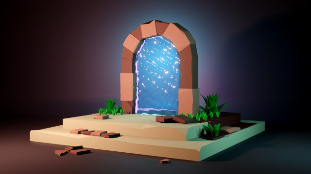 Low poly Portal in tropic