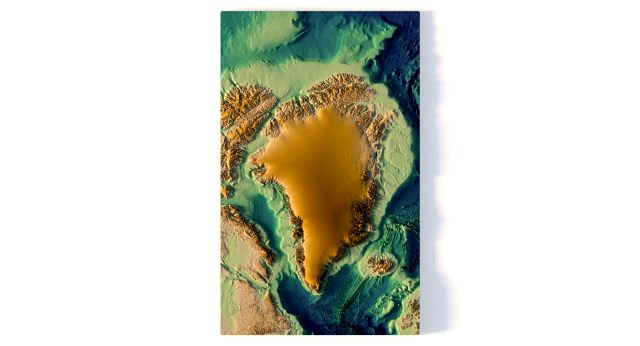 Greenland without water 3D relief C4D STL