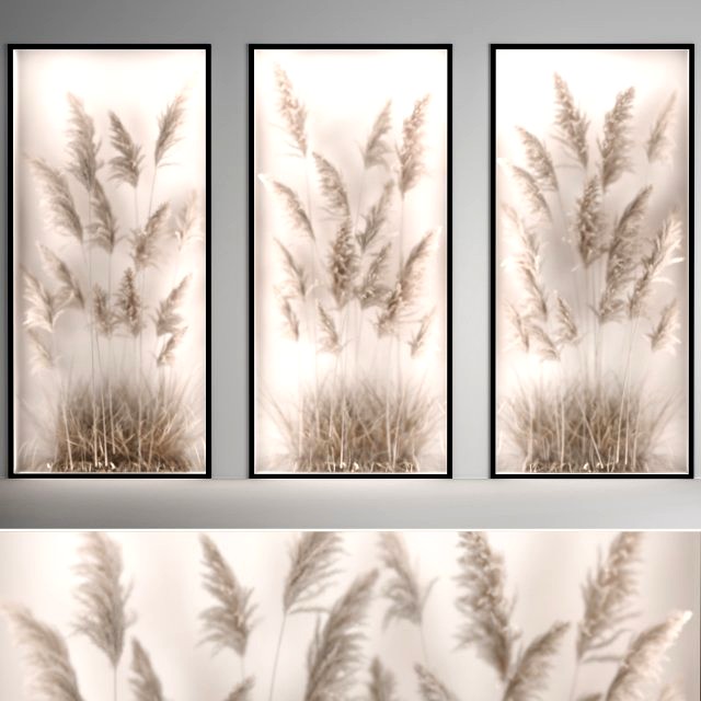 Vertical garden Of Dry Palm Leaves And Pampas Grass 284