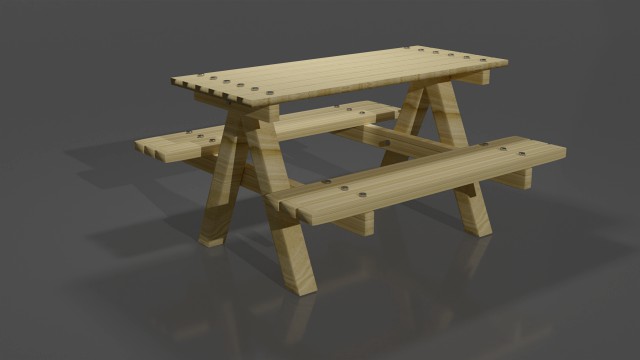 Combined outdoor table with benches