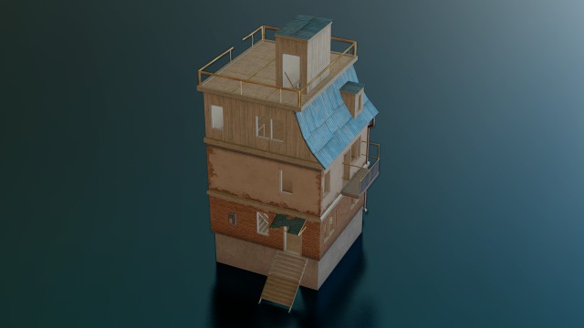 PUBG HOUSE WITH INTERIOR GAME READY LOW POLY