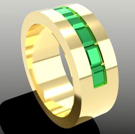 Ring with emeralds 3D