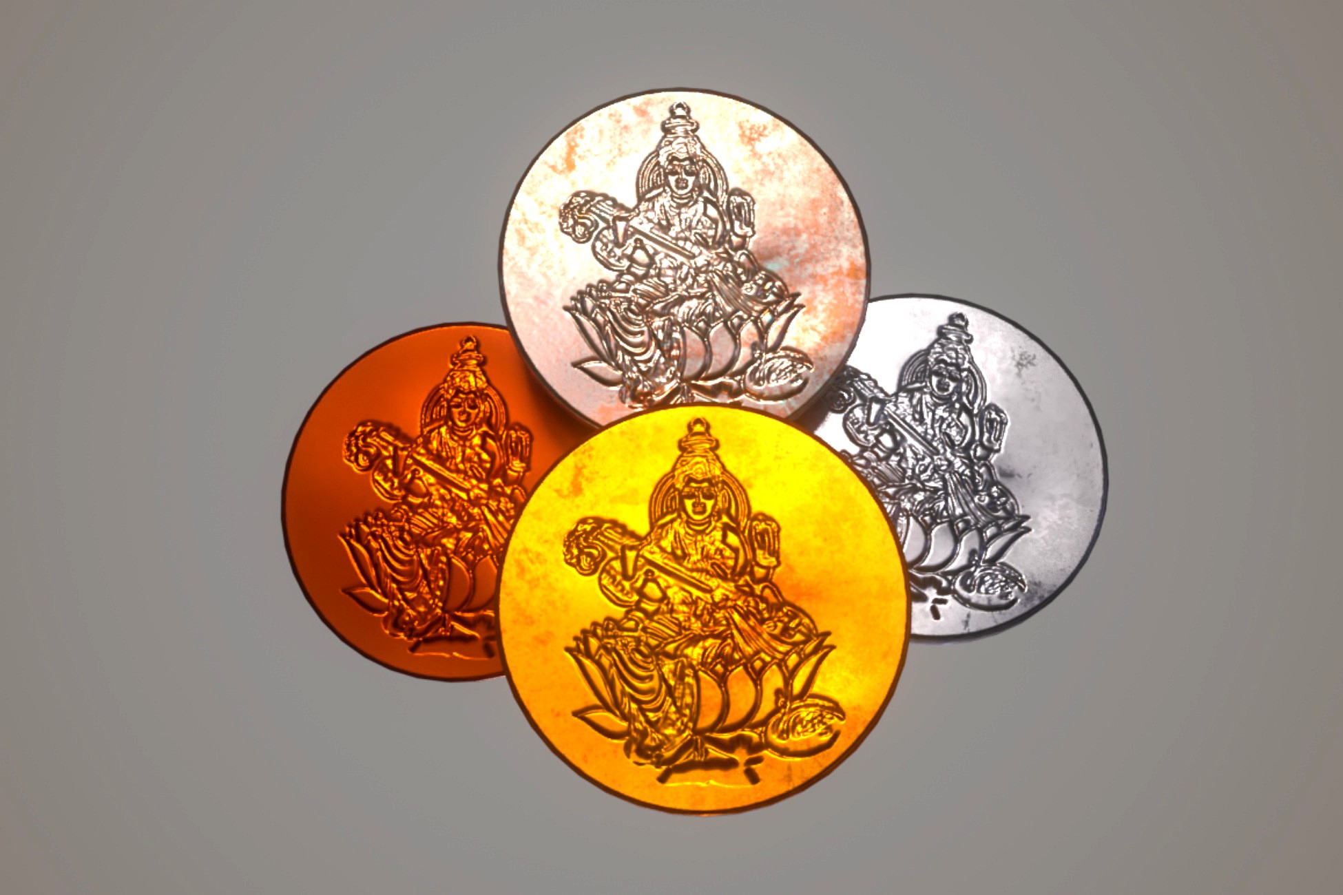 Gold coin (Indian Goddess) low-poly