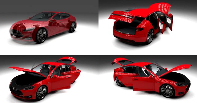 Tesla Model S with chassis-interior 3D Model
