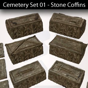 Cemetery Set 01 - Stone Coffins (Nanite)