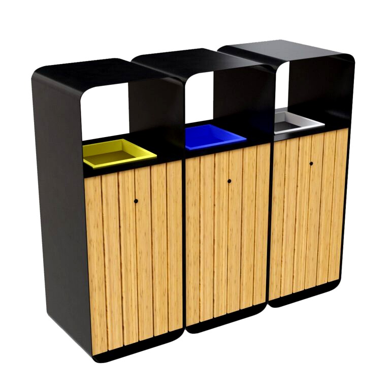 HANKO M Triple-Sort Modular Recycling Bin for Outdoor - Optional Ashtray (334308)